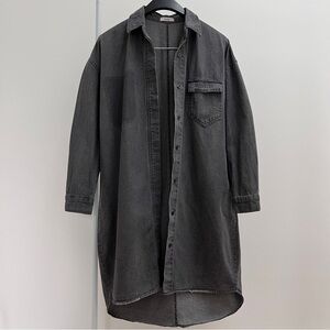 NOUL by OAK + FORT black denim button up shirt shacket shirtdress free-size O/S